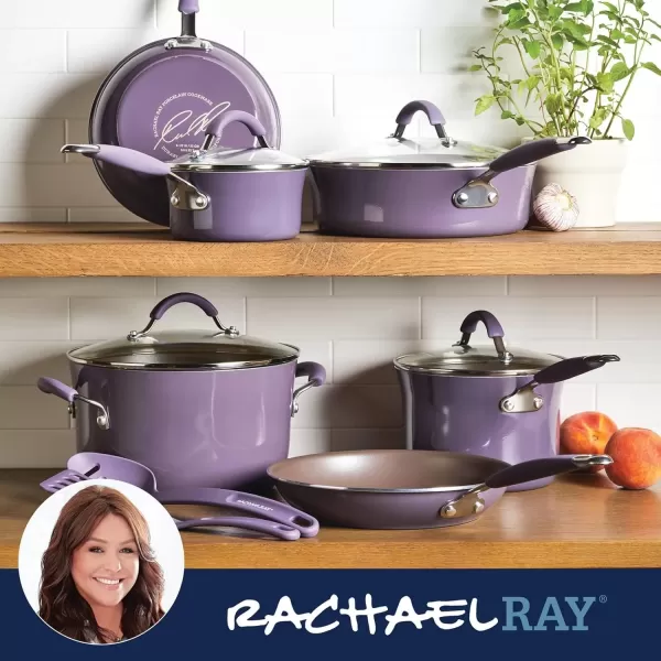 imageRachael Ray  16802 Rachael Ray Cucina Nonstick Cookware Pots and Pans Set 12 Piece Sea Salt GrayLavender Purple