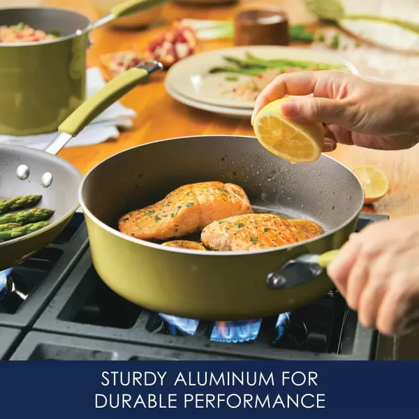 imageRachael Ray  16802 Rachael Ray Cucina Nonstick Cookware Pots and Pans Set 12 Piece Sea Salt GrayLemon Grass Green