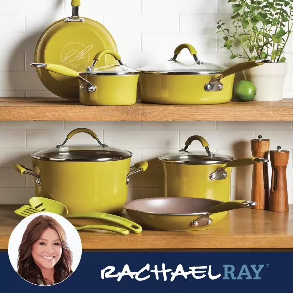 imageRachael Ray  16802 Rachael Ray Cucina Nonstick Cookware Pots and Pans Set 12 Piece Sea Salt GrayLemon Grass Green