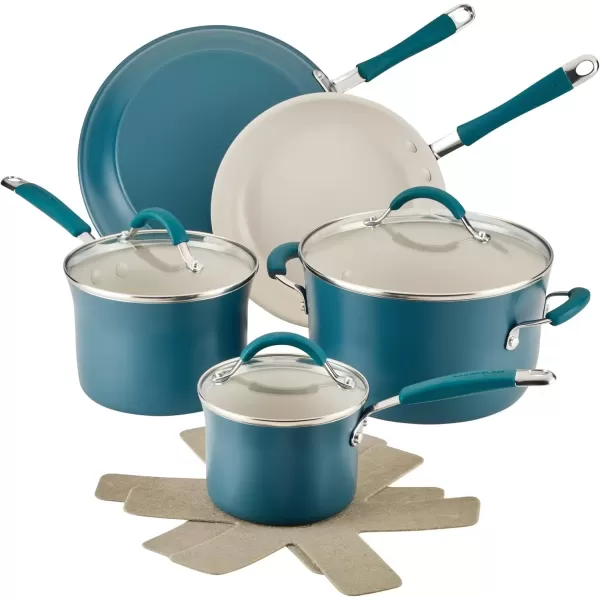 imageRachael Ray  16802 Rachael Ray Cucina Nonstick Cookware Pots and Pans Set 12 Piece Sea Salt GrayMarine Blue