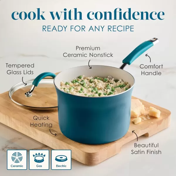 imageRachael Ray  16802 Rachael Ray Cucina Nonstick Cookware Pots and Pans Set 12 Piece Sea Salt GrayMarine Blue