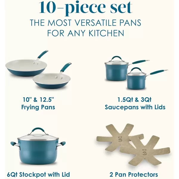 imageRachael Ray  16802 Rachael Ray Cucina Nonstick Cookware Pots and Pans Set 12 Piece Sea Salt GrayMarine Blue
