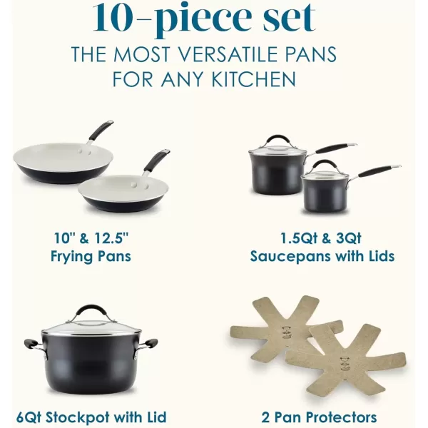imageRachael Ray  16802 Rachael Ray Cucina Nonstick Cookware Pots and Pans Set 12 Piece Sea Salt GrayPeppercorn