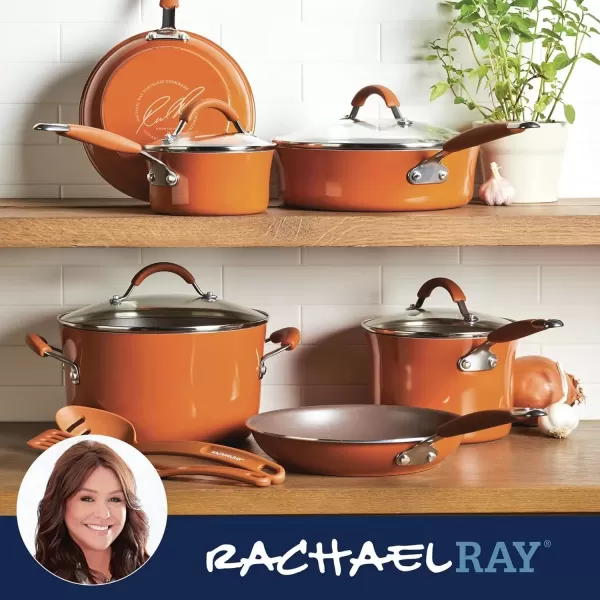 imageRachael Ray  16802 Rachael Ray Cucina Nonstick Cookware Pots and Pans Set 12 Piece Sea Salt GrayPumpkin Orange