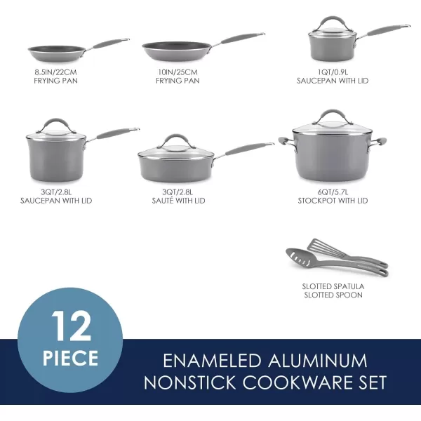 imageRachael Ray  16802 Rachael Ray Cucina Nonstick Cookware Pots and Pans Set 12 Piece Sea Salt GraySea Salt Gray