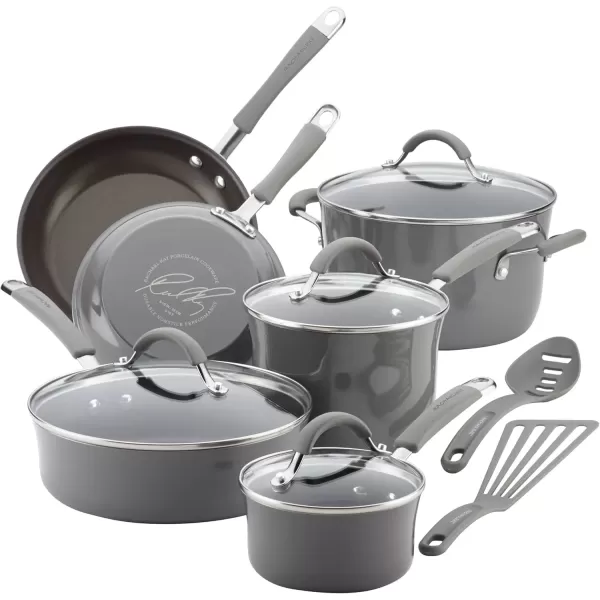 imageRachael Ray  16802 Rachael Ray Cucina Nonstick Cookware Pots and Pans Set 12 Piece Sea Salt GraySea Salt Gray