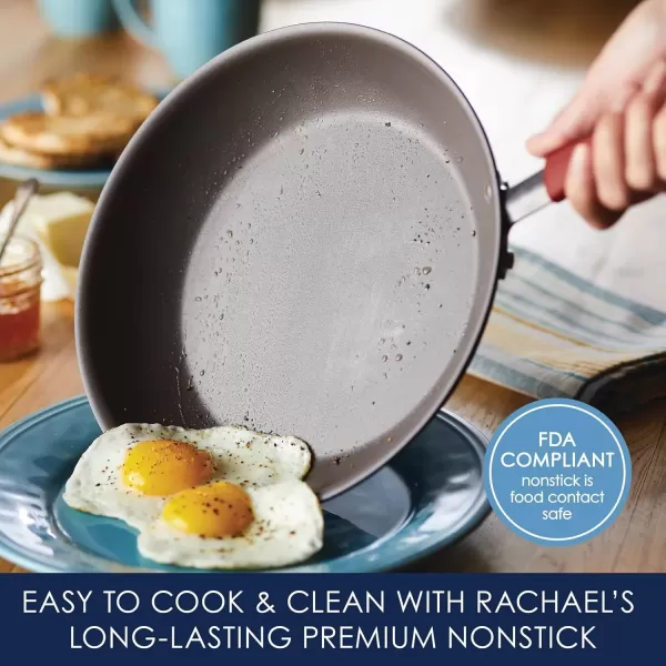 imageRachael Ray 87633 Cucina Hard Anodized Nonstick Frying Pan Set  Fry Pan Set  Hard Anodized Skillet Set  925 Inch and 115 Inch GrayGray with Red Handles