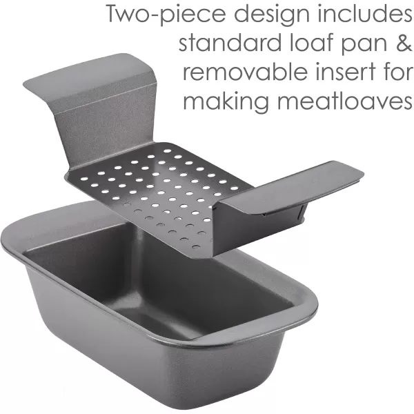 imageRachael Ray Bakeware MeatloafNonstick Baking Loaf Pan with Insert 9 Inch x 5 Inch GrayLoaf Pan