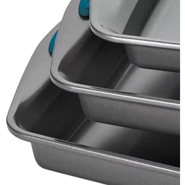 imageRachael Ray Bakeware Nonstick Cookie Pan Set 3Piece Gray with Marine Blue Grips