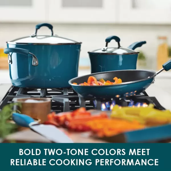 imageRachael Ray Brights Nonstick Frying Pan Set  Fry Pan Set  Skillet Set  925 Inch and 11 Inch GrayMarine Blue