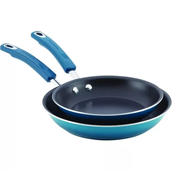 imageRachael Ray Brights Nonstick Frying Pan Set  Fry Pan Set  Skillet Set  925 Inch and 11 Inch GrayMarine Blue
