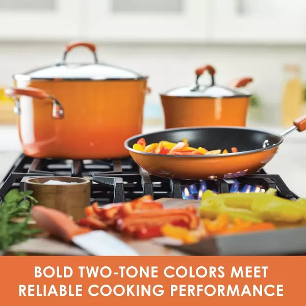 imageRachael Ray Brights Nonstick Frying Pan Set  Fry Pan Set  Skillet Set  925 Inch and 11 Inch GrayOrange Gradient