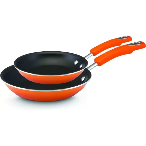 imageRachael Ray Brights Nonstick Frying Pan Set  Fry Pan Set  Skillet Set  925 Inch and 11 Inch GrayOrange Gradient