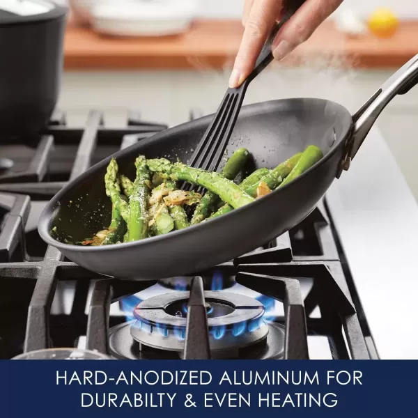 imageRachael Ray Cook  Create Hard Anodized Nonstick Saucier PanSaucepan with Lid and Helper Handle 45 Quart  BlackCookware Set 10 Piece