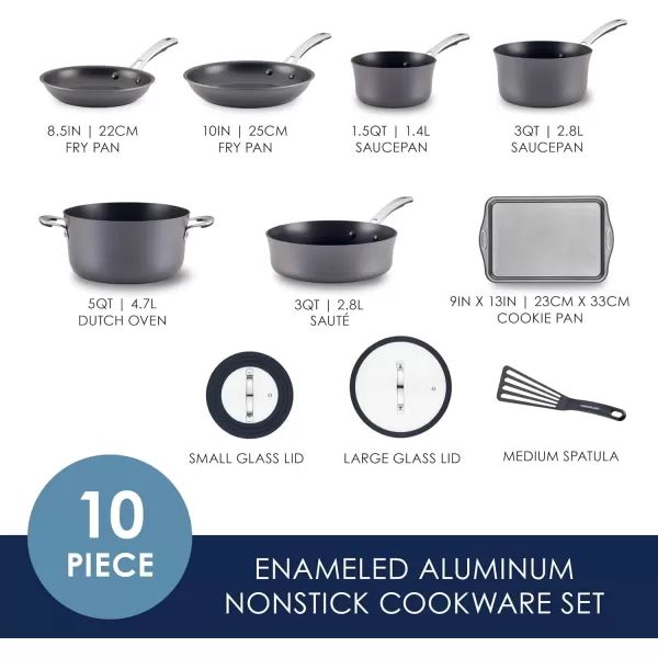 imageRachael Ray Cook  Create Hard Anodized Nonstick Saucier PanSaucepan with Lid and Helper Handle 45 Quart  BlackCookware Set 10 Piece