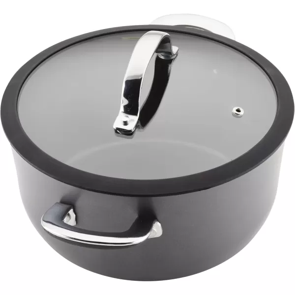 imageRachael Ray Cook  Create Hard Anodized Nonstick Saucier PanSaucepan with Lid and Helper Handle 45 Quart  BlackCookware Set 10 Piece