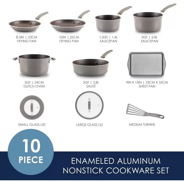 imageRachael Ray Cook  Create Nonstick CookwarePots and Pan Set 10 Piece Gray
