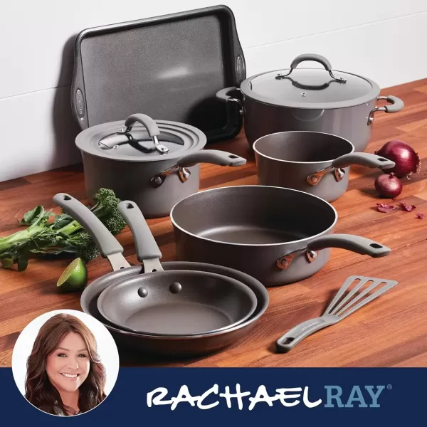 imageRachael Ray Cook  Create Nonstick CookwarePots and Pan Set 10 Piece Gray