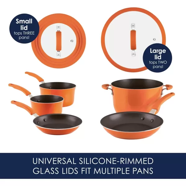 imageRachael Ray Cook  Create Nonstick Pots and Pans Set with Universal SpaceSaving Lids Baking PanCookie Sheet and Kitchen Cooking Tools Cookware Set 11 Piece  Orange
