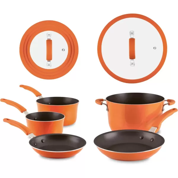 imageRachael Ray Cook  Create Nonstick Pots and Pans Set with Universal SpaceSaving Lids Baking PanCookie Sheet and Kitchen Cooking Tools Cookware Set 11 Piece  Orange