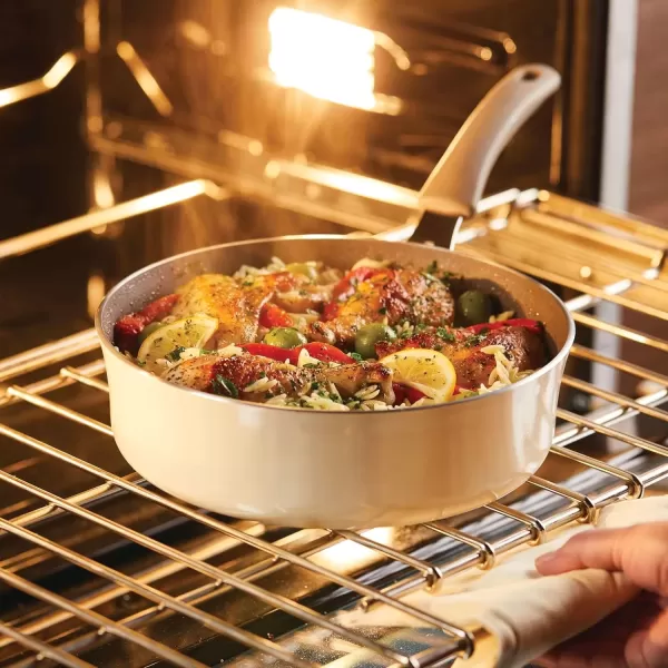 imageRachael Ray Cook  Create Nonstick Saut Pan with Lid 3 Quart GrayAlmond
