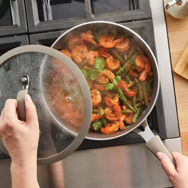 imageRachael Ray Cook  Create Nonstick Saut Pan with Lid 3 Quart GrayAlmond