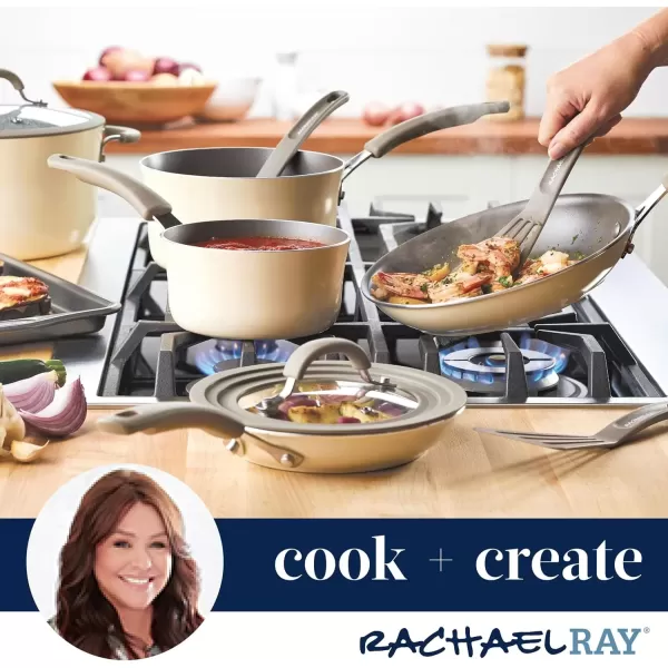 imageRachael Ray Cook  Create Nonstick Saut Pan with Lid 3 Quart GrayAlmond