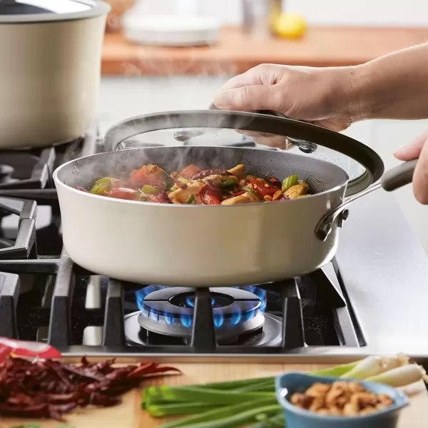 imageRachael Ray Cook  Create Nonstick Saut Pan with Lid 3 Quart GrayAlmond