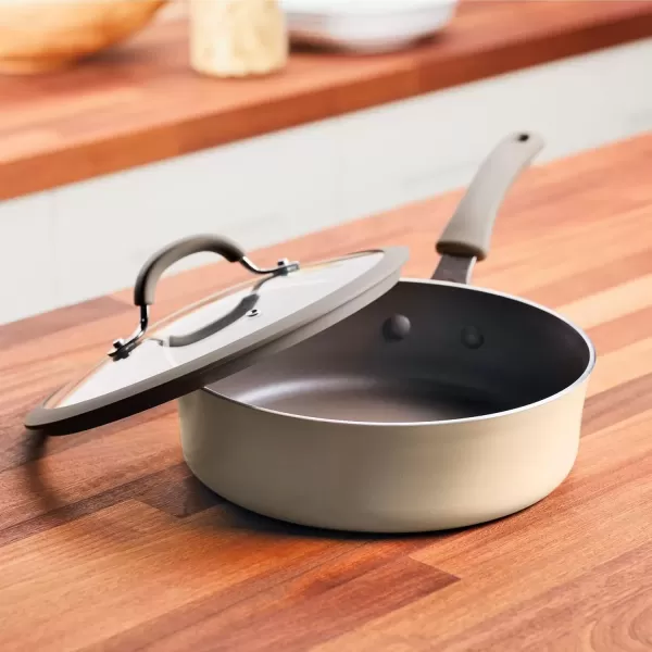 imageRachael Ray Cook  Create Nonstick Saut Pan with Lid 3 Quart GrayAlmond