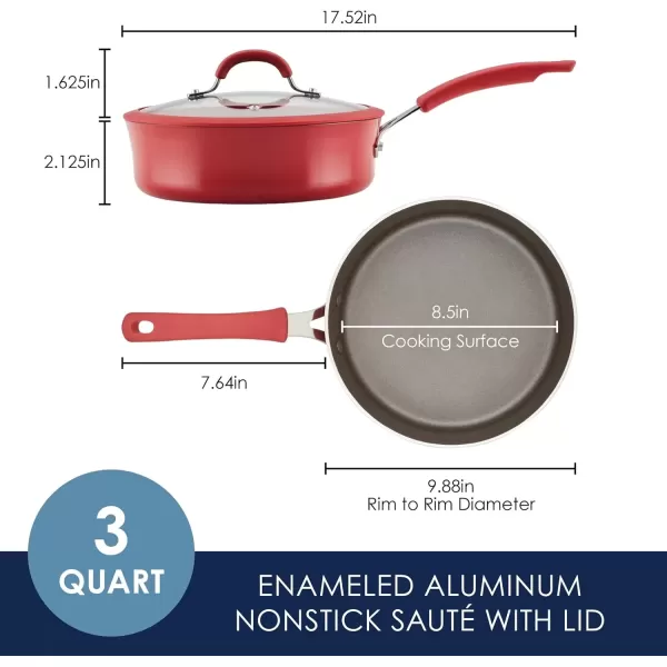 imageRachael Ray Cook  Create Nonstick Saut Pan with Lid 3 Quart GrayRed