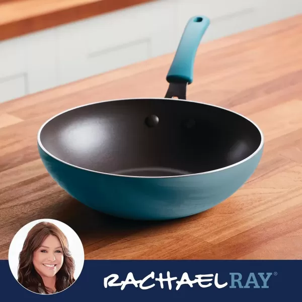 imageRachael Ray Cook  Create Nonstick Stir Fry PanWok 105 Inch Agave BlueAgave Blue