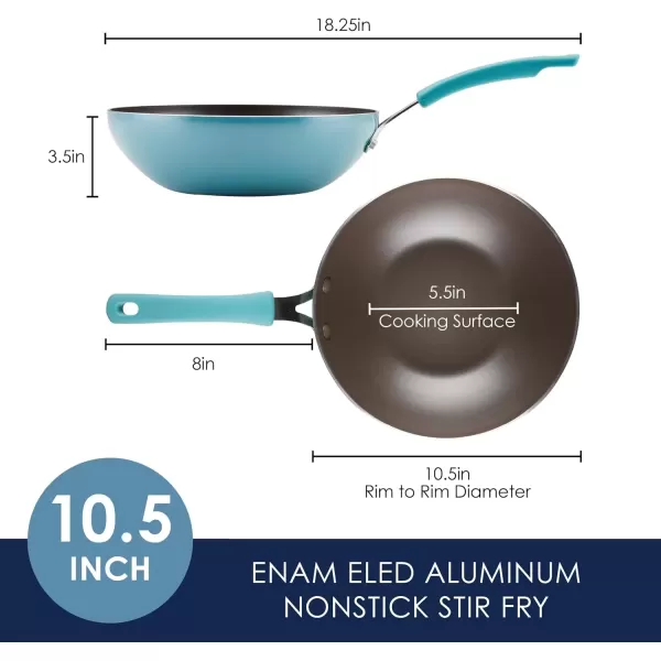imageRachael Ray Cook  Create Nonstick Stir Fry PanWok 105 Inch Agave BlueAgave Blue