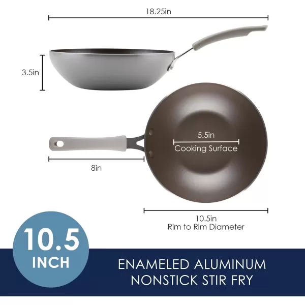 imageRachael Ray Cook  Create Nonstick Stir Fry PanWok 105 Inch Agave BlueGray