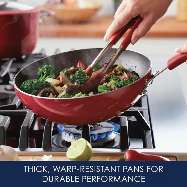 imageRachael Ray Cook  Create Nonstick Stir Fry PanWok 105 Inch Agave BlueRed