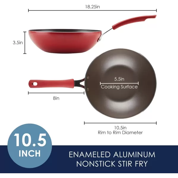 imageRachael Ray Cook  Create Nonstick Stir Fry PanWok 105 Inch Agave BlueRed