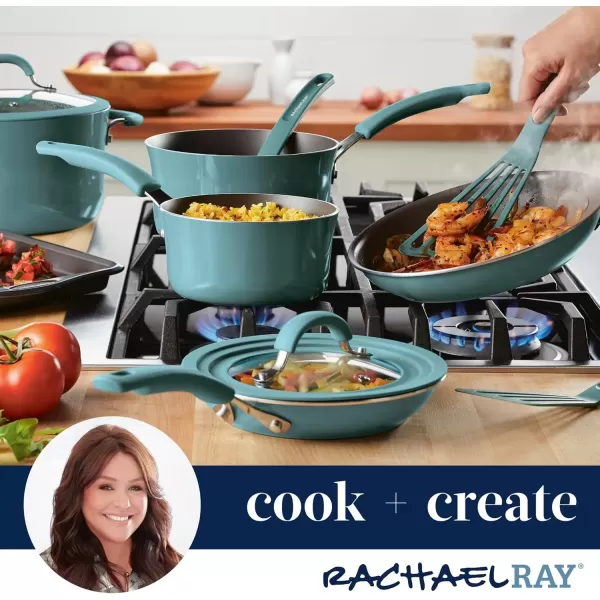 imageRachael Ray Cook  Create Nonstick Stovetop GriddleGrill Pan Square 11 Inch Agave BlueAgave Blue