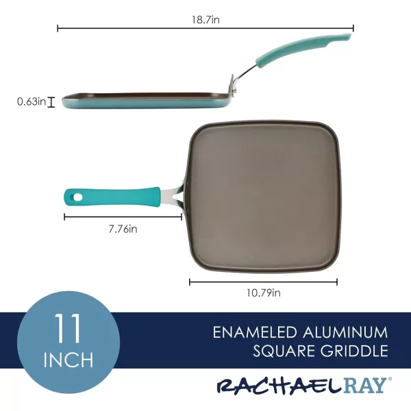 imageRachael Ray Cook  Create Nonstick Stovetop GriddleGrill Pan Square 11 Inch Agave BlueAgave Blue