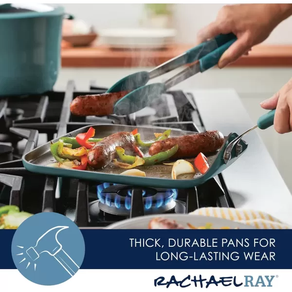 imageRachael Ray Cook  Create Nonstick Stovetop GriddleGrill Pan Square 11 Inch Agave BlueAgave Blue