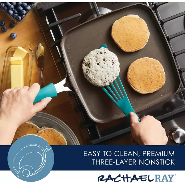 imageRachael Ray Cook  Create Nonstick Stovetop GriddleGrill Pan Square 11 Inch Agave BlueAgave Blue