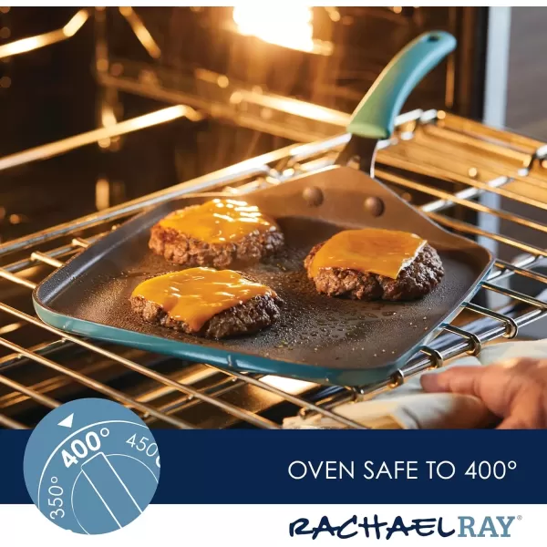 imageRachael Ray Cook  Create Nonstick Stovetop GriddleGrill Pan Square 11 Inch Agave BlueAgave Blue