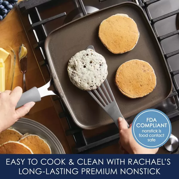 imageRachael Ray Cook  Create Nonstick Stovetop GriddleGrill Pan Square 11 Inch Agave BlueGray