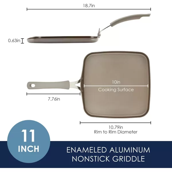 imageRachael Ray Cook  Create Nonstick Stovetop GriddleGrill Pan Square 11 Inch Agave BlueGray