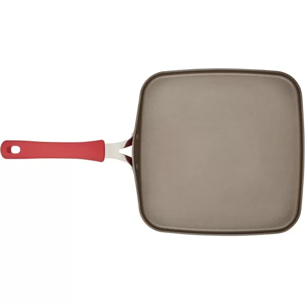 imageRachael Ray Cook  Create Nonstick Stovetop GriddleGrill Pan Square 11 Inch Agave BlueRed