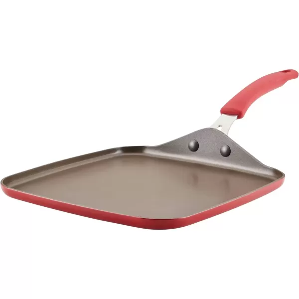 imageRachael Ray Cook  Create Nonstick Stovetop GriddleGrill Pan Square 11 Inch Agave BlueRed