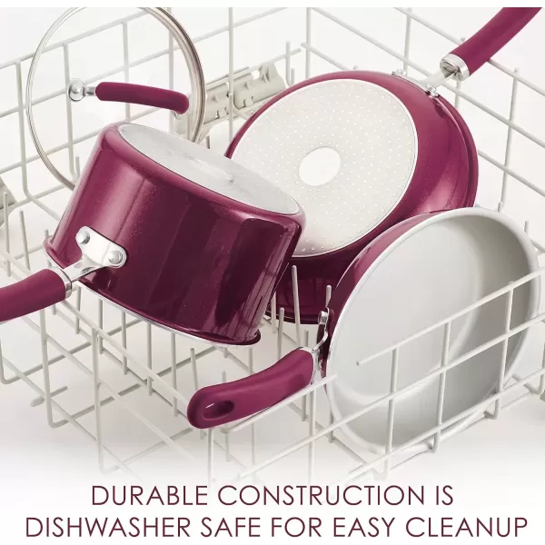 imageRachael Ray Create Delicious Deep Nonstick Frying Pan  Fry Pan  Skillet  95 Inch RedBurgundy Shimmer