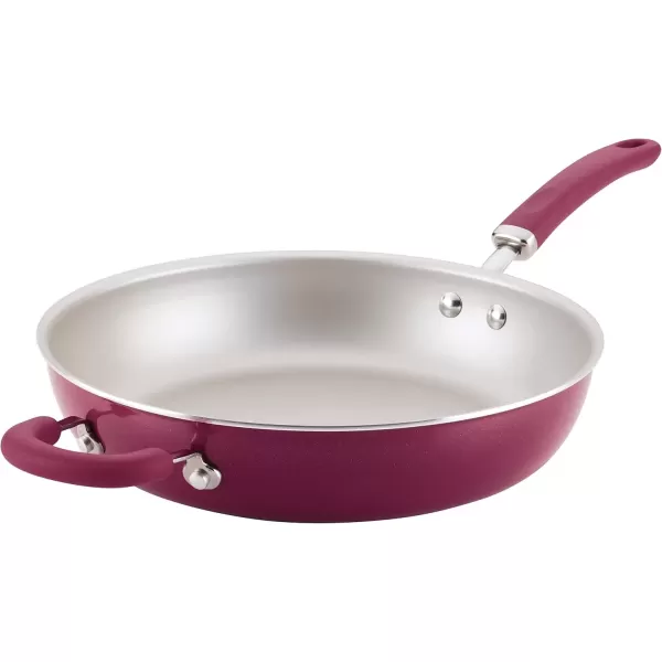 imageRachael Ray Create Delicious Deep Nonstick Frying Pan  Fry Pan  Skillet  95 Inch RedBurgundy Shimmer