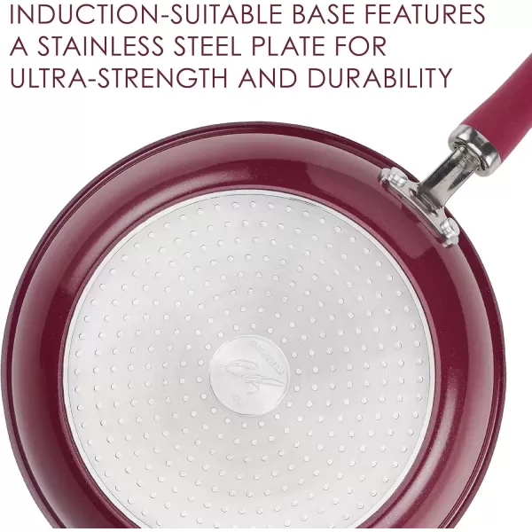 imageRachael Ray Create Delicious Deep Nonstick Frying Pan  Fry Pan  Skillet  95 Inch RedBurgundy Shimmer