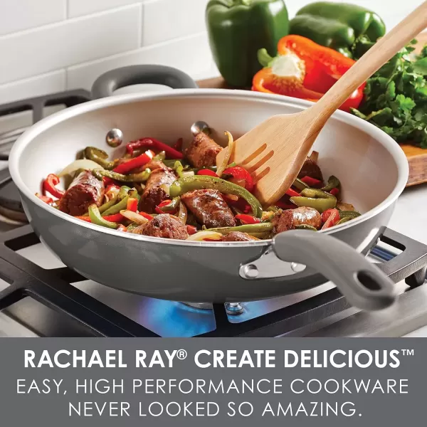 imageRachael Ray Create Delicious Deep Nonstick Frying Pan  Fry Pan  Skillet  95 Inch RedGray Shimmer