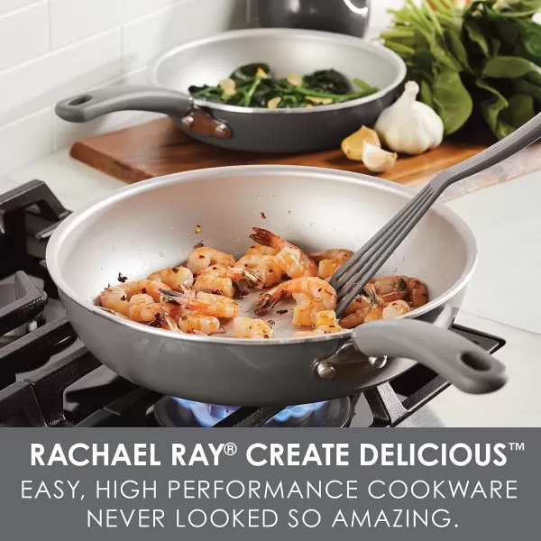 imageRachael Ray Create Delicious Deep Nonstick Frying Pan  Fry Pan  Skillet  95 Inch RedGray Shimmer
