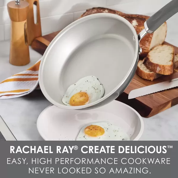 imageRachael Ray Create Delicious Deep Nonstick Frying Pan  Fry Pan  Skillet  95 Inch RedGray Shimmer